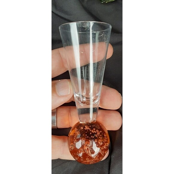 Vtg Set of 4 CORDIALS Liqueur SHOT Glasses Air Bubble Colored Ball Bottom Bases - Picture 7 of 8